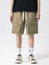 XINYINSU メンズ ワイドフィット工場用ショートパンツ【アメリカンスタイル・ドローストリング・大きなポケット・夏用・カジュアル】