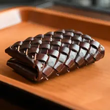 本革製 手編みミニカードケース【レトロデザイン・コンパクト・二つ折り】