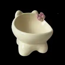 猫用陶器食器【斜口・大口径・高脚・ペット用水飲み皿】