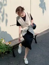 エイチーブンスタイル Tシャツワンピースとウエストシェイプスーツベストのコーディネート（セットアップ対応）