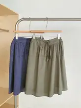 高腰Aラインチェック柄スカート【夏用・体型カバー・中丈】（セットアップ対応）
