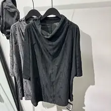 夏用ヴィンテージ風フィットTシャツ【破れデザイン・ドロップショルダー】（セットアップ対応）