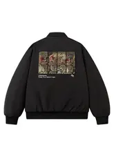 中国風刺繍入り飛行士ジャケット【ユニセックス・フィット・クラシックデザイン】（セットアップ対応）