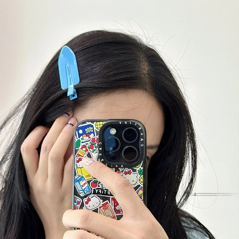 大きめ無痕クリップは韓国スタイルのサイドヘアアレンジに最適なカラフルデザイン