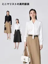 カーキ色のAラインスカート【夏用・高腰・上品なデザイン・ゆったりシルエット】