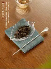 水晶ガラス製 茶道具三点セット【リーフデザイン・茶さじ付き】（セットアップ対応）