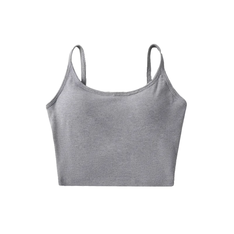 ZRSHOP Uネックキャミソール【取り外し可能な胸パッド・バックレスデザイン・シンプルなトップス】
