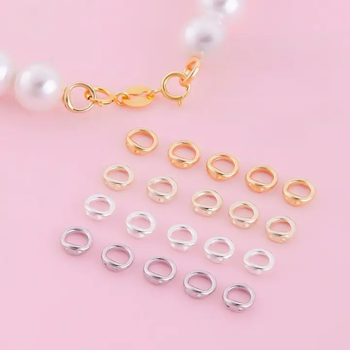 18K金メッキのダブルホールクローズドリング連結金具【DIY用・パールネックレス・ブレスレット用】