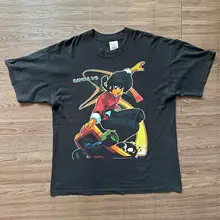 ユニセックス カートゥーン アニメプリント Tシャツ【ストリートカジュアル・重厚なコットン・短袖】