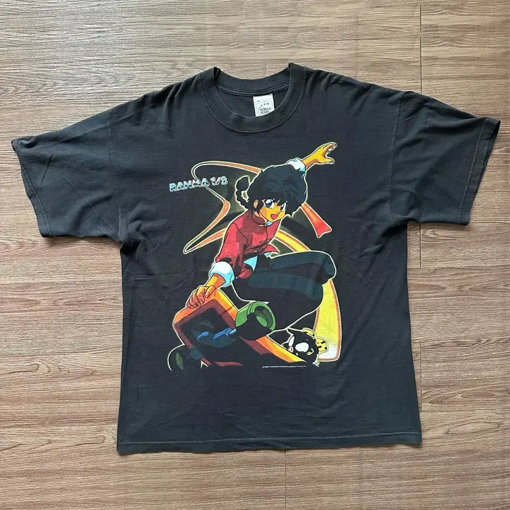 ユニセックス カートゥーン アニメプリント Tシャツ【ストリートカジュアル・重厚なコットン・短袖】