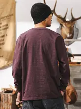 竹節模様の純綿ロングスリーブTシャツ【春用・多巴胺パープル・ゆったりシンプル】（セットアップ対応）