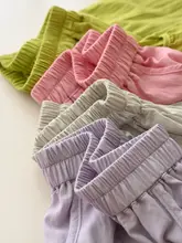 子供用肌理感ショートパンツ【女児・ハイウエスト・薄手・Aライン・夏用】（セットアップ対応）