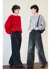 極上の柔らかさの山羊毛ニットセーター【ラウンドネック・ルーズフィット・厚手】