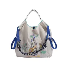 ボールチェイン刺繍エコバッグ【ナイロン製・肩掛け・斜め掛け対応】