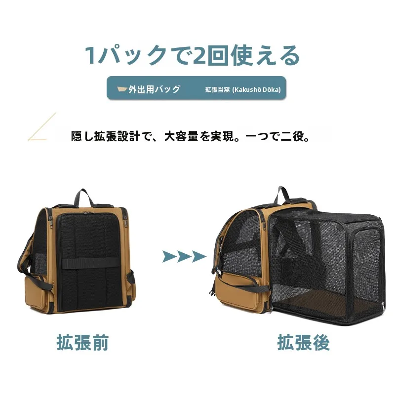 猫用リュックサック：通気性とダブルショルダーで災害時も安心