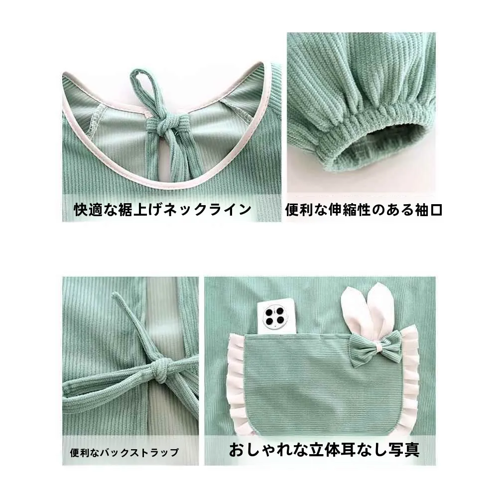 防水・防油の長袖エプロン【可愛いデザイン・女性用・家庭用・料理用】