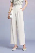 快適で涼しげ！ホワイトのゆったりシフォンパンツ【透け防止・速乾・女性用・夏向け】