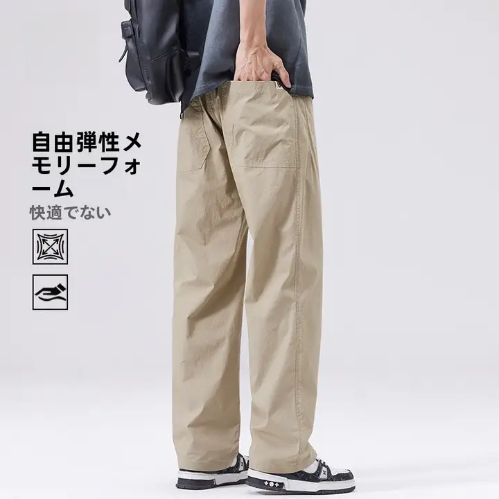 夏用カジュアルカーゴパンツ【薄手・ストレートシルエット・ゆったりデザイン】