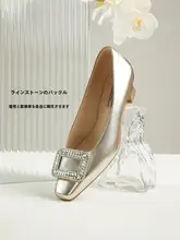 真皮製 ハイヒール【粗ヒール・水晶装飾・春用・デート向け】