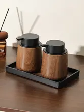 泡ディスペンサー プッシュ式 ウォールナット柄 おしゃれ 詰め替えボトル シャンプー 洗顔 ボディソープ 泡ハンドソープ バスルーム