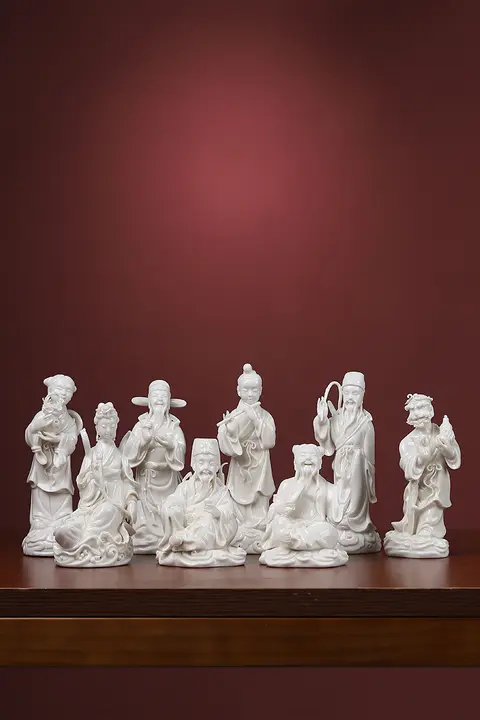 陶瓷製 八仙神像【白瓷・装飾用フィギュア】