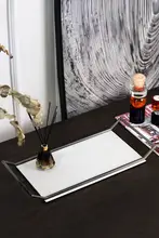 北欧風モダンデザイン レザー&メタル製装飾トレー【インテリア小物・モデルルーム用】