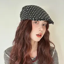 キャスケット レディース 水玉 レッド 韓流 スイート ヴィンテージ 小顔効果 薄手 オールシーズン