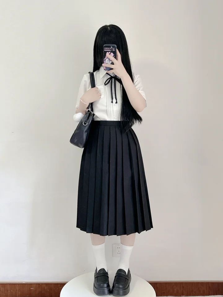 スカート JK 制服 コーディネートしやすい 短中長 シンプル ブラック ブルー