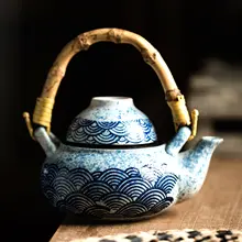 陶製 ジャパニーズスタイルのティーポット【蒸し料理用・海鮮と松茸茶用・持ち手付き】（セットアップ対応）