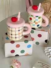 ストローカップ 可愛い ユーザーシーン 陶器 新しい カラフル 若者向け