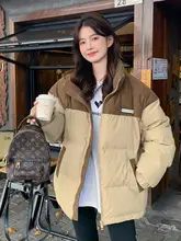 灯芯绒デザインのダウンコート【冬用・女性用・ハイエンドな個性的なスタイル】