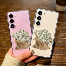 お金のデザインが特徴のスマートフォンケース【透明・ソフトシリコン・Galaxyシリーズ対応】
