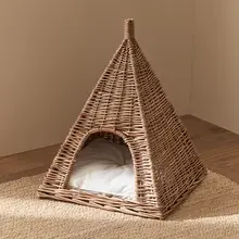 猫用涼感ハウス【籐製・洗える・四季対応・ペットテント】