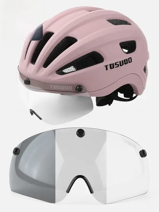 超軽量一体型自転車ヘルメット【男女兼用・風鏡付き・マウンテンバイク・ロードバイク用】