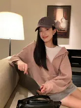 フリースフード付きパーカー【ゆったり・ラフなデザイン・ジッパー付き】（セットアップ対応）