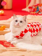 冬用ペット猫服【ダイヤモンド柄・保温・防毛・ウサギ毛ベスト】