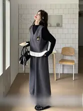 韓国風アカデミックスタイルの女性用コーディネート【高級感あるベスト・タンクトップ・ワイドパンツ・春秋向け】（セットアップ対応）