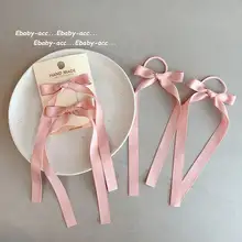 可愛い子供用リボン髪飾り【サテン製・長いリボン付き・ヘアゴム】