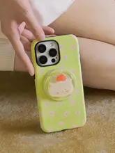 春のイラストデザインのiPhoneケース【全包・マグネット式・猫モチーフ・二合一】（セットアップ対応）