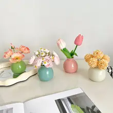 北欧風 カラフルな陶器花瓶 ［ドライフラワー・造花セット・玄関・寝室・ダイニング・オフィス飾り用］