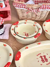 祝いの席に最適！陶磁器製食器セット【カップ・サラダボウル・プレート・赤色・カップル用】（セットアップ対応）