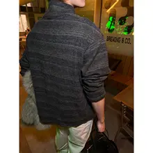 レトロストライプカラー付きカジュアルパーカー【クリーンフィット・ヘンリーネック】
