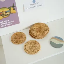 手作りラタンコースター【韓国風・熱の遮断・カフェスタイル・撮影小道具】