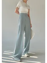 PAPERLLL レディース 夏用ワイドレッグパンツ【薄手・ハイウエスト・ストレート・スリム効果・ロング丈】
