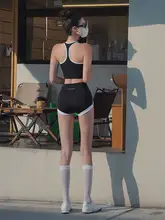 防止ずり上がり ヨガパンツ【速乾・カラーブロック・女性用・ショート】