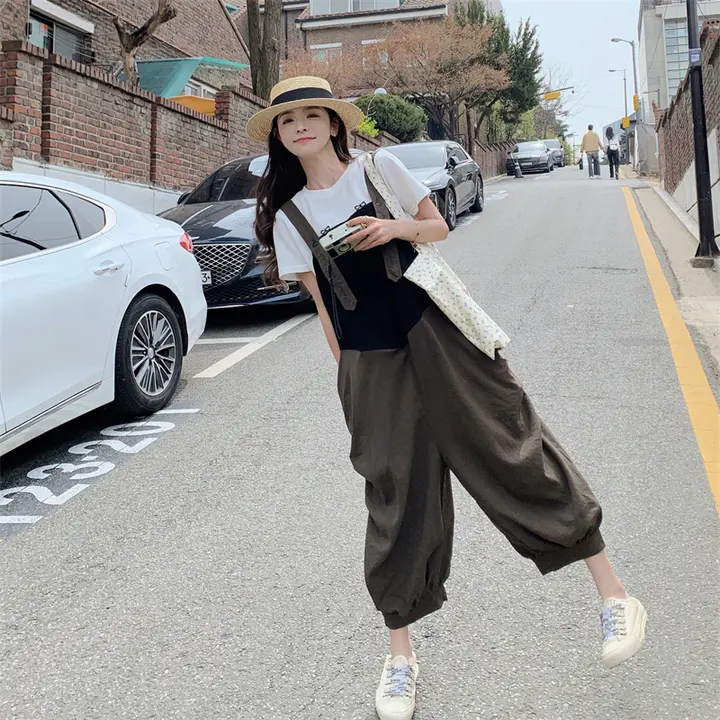 夏用 カラーブロックデザインのサロペット【女性用・高級感あるスタイル】（セットアップ対応）