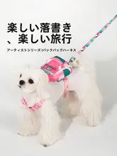 小型犬用 胸背式ハーネス リード付き【アウトドア向け・アーティスティックデザイン】
