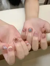 水彩小熊ネイルアート【ハンドペイント・夏用・ショートデザイン】