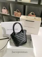 本革編み込みバケットバッグ【レディース・ブラック・軽やかで高級感あるデザイン】