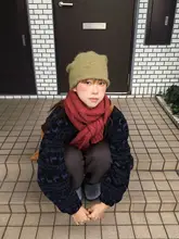 秋冬用した雰囲気のウールニット帽【マスタードグリーン】